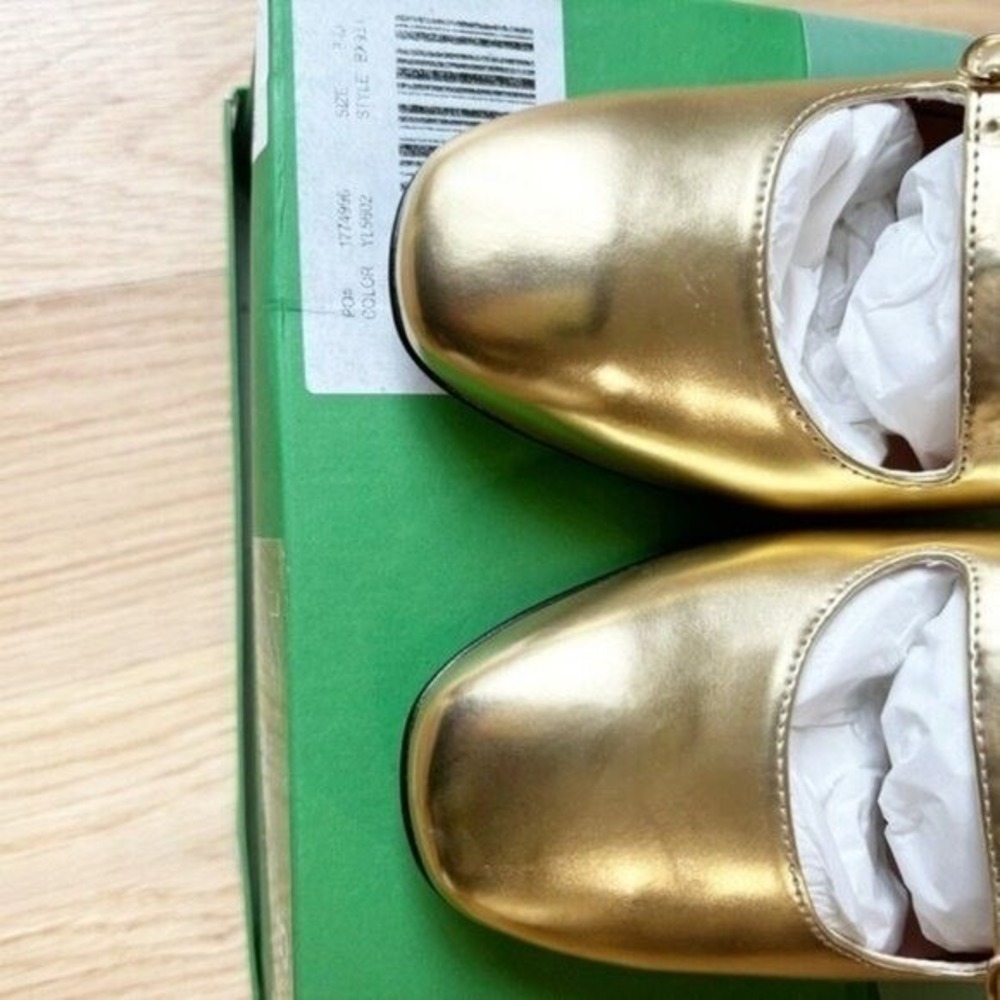 J.Crew Gold Metallic Leather Multi-Strap Mary Jane Block Heel Pumps | Size 8 - Picture 8 of 12